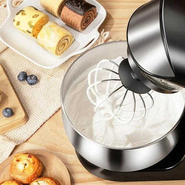 HKEEY Standmixer 5.5 Quarz Edelstahlschale, Lebensmittelmischer, Küchen-Elektromischer mit Dough Hook, Draht Whip & Beater