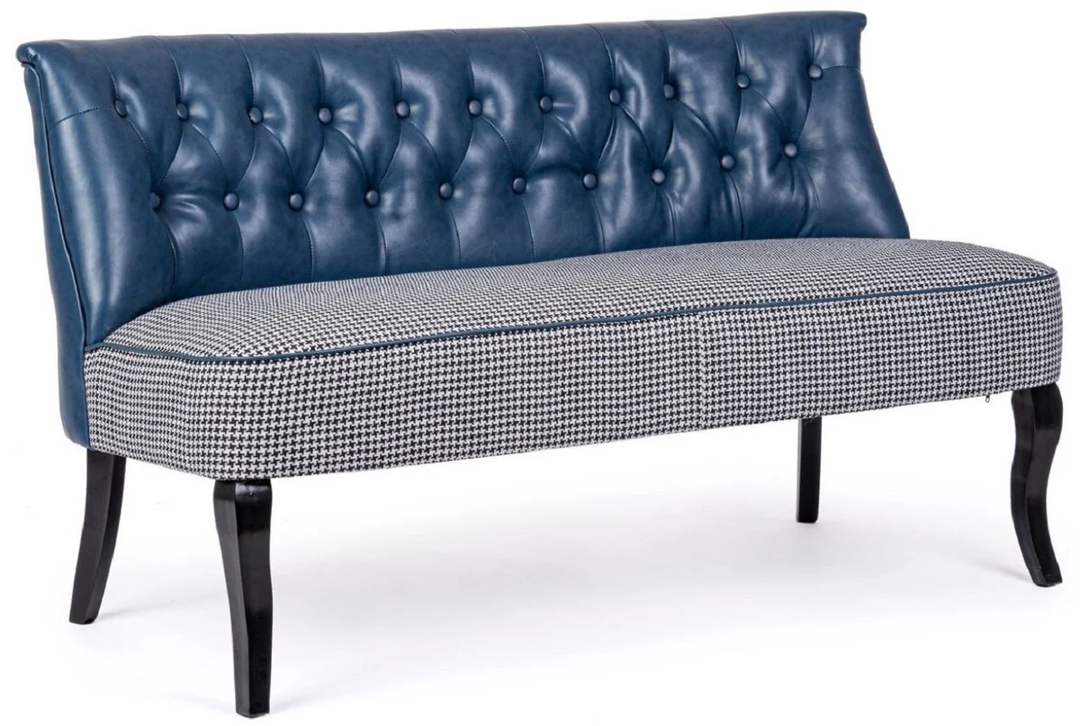 Luxury Chesterfield faux leather sofa blue / white / black 136 x 66 x H. 76 cm - Living room sofa - Living room furniture - Chesterfield furniture - Luxury furniture - Luxury furnishings