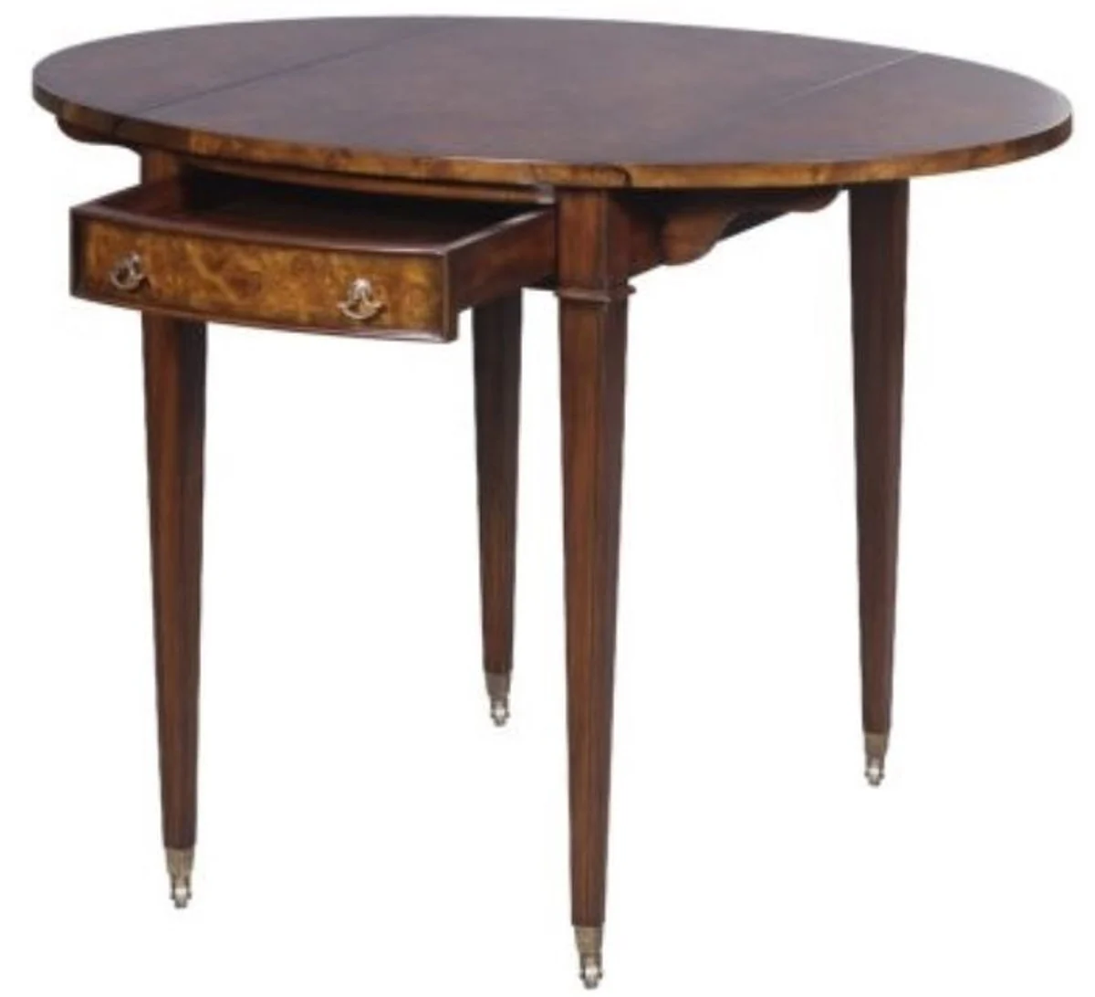 Luxury side table with drawer brown / light brown 89 x 76 x H. 64 cm - living room side table on wheels