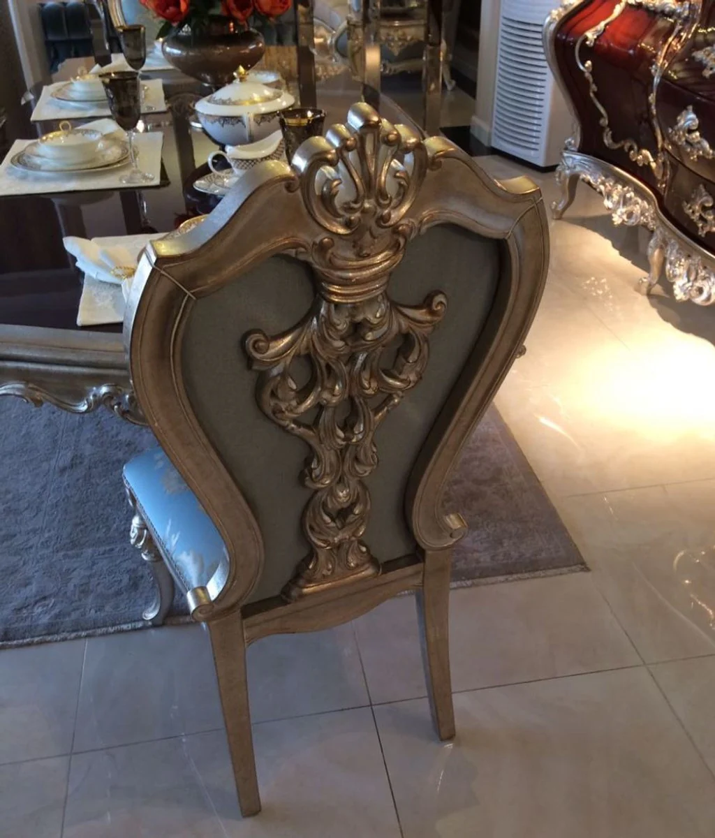 Luxury baroque dining room set - 1 dining table & 8 dining chairs - dining room furniture in baroque style - noble & magnificent - luxury quality