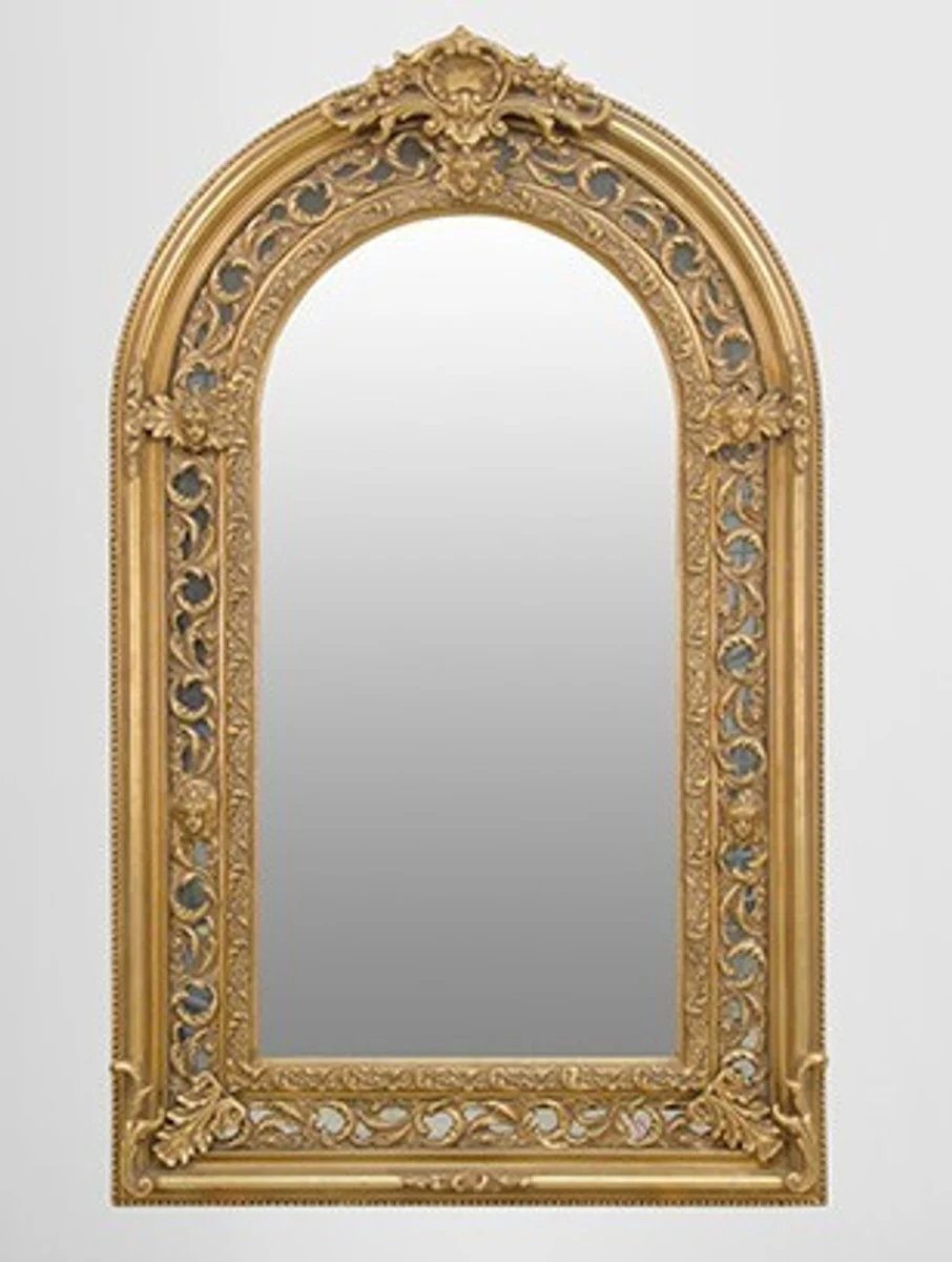Large magnificent baroque mirror half round gold 185 x 110 cm