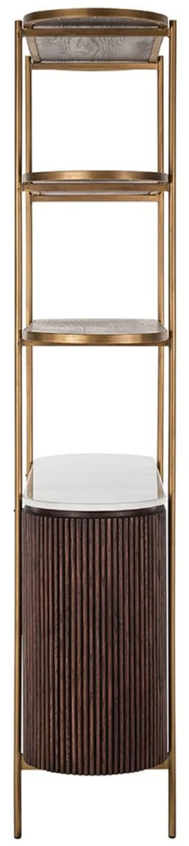 Luxury shelf cabinet dark brown / white / brass 120 x 40 x H. 200 cm - living room furniture - living room furnishings - luxury furniture - luxury furnishings - furniture luxury