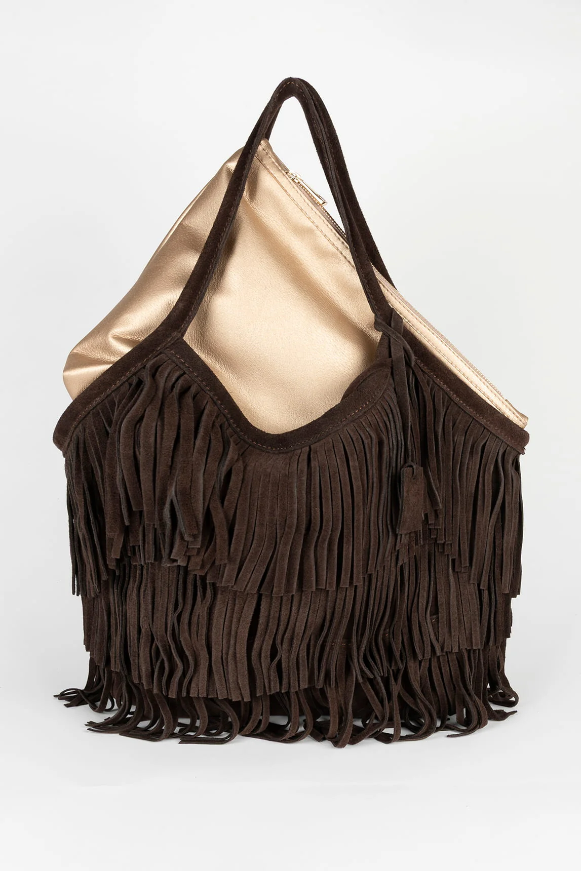 Rivera-Spain Braune Ganache-Tasche mit Fransen