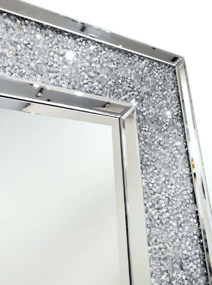 Designer crystal wall mirror 80 x 3 x H. 120 cm - Rectangular mirror with decorative glass crystals - Living room mirror - Bedroom mirror - Cloakroom mirror - Luxury furniture