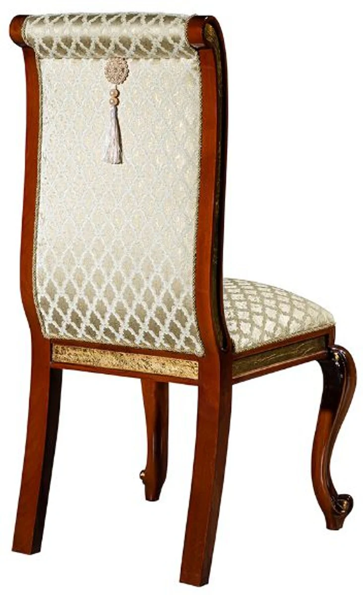Luxury Baroque Dining Room Chair Set Gold Pattern / Brown / Gold 50 x 55 x H. 105 cm - Noble Kitchen Chairs Set of 6 - Baroque Dining Room Furniture