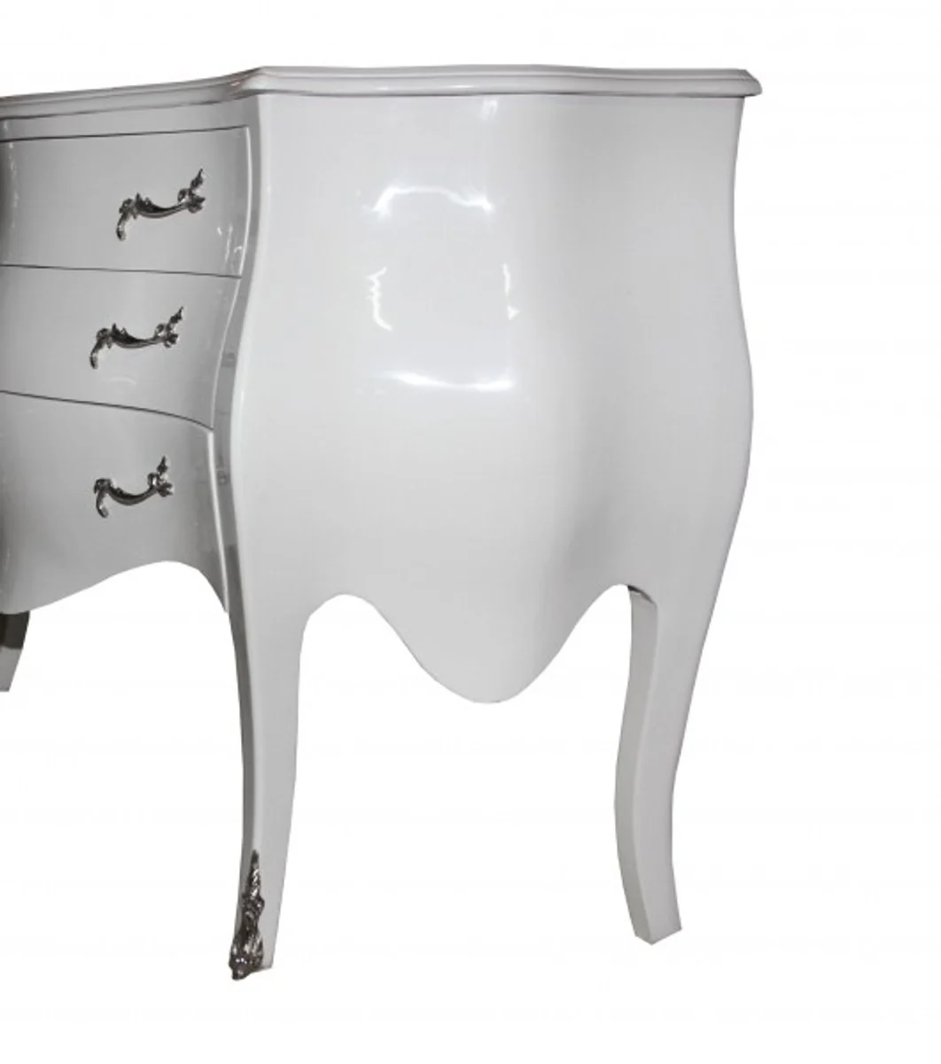 Baroque chest of drawers white / silver 120 cm - Furniture