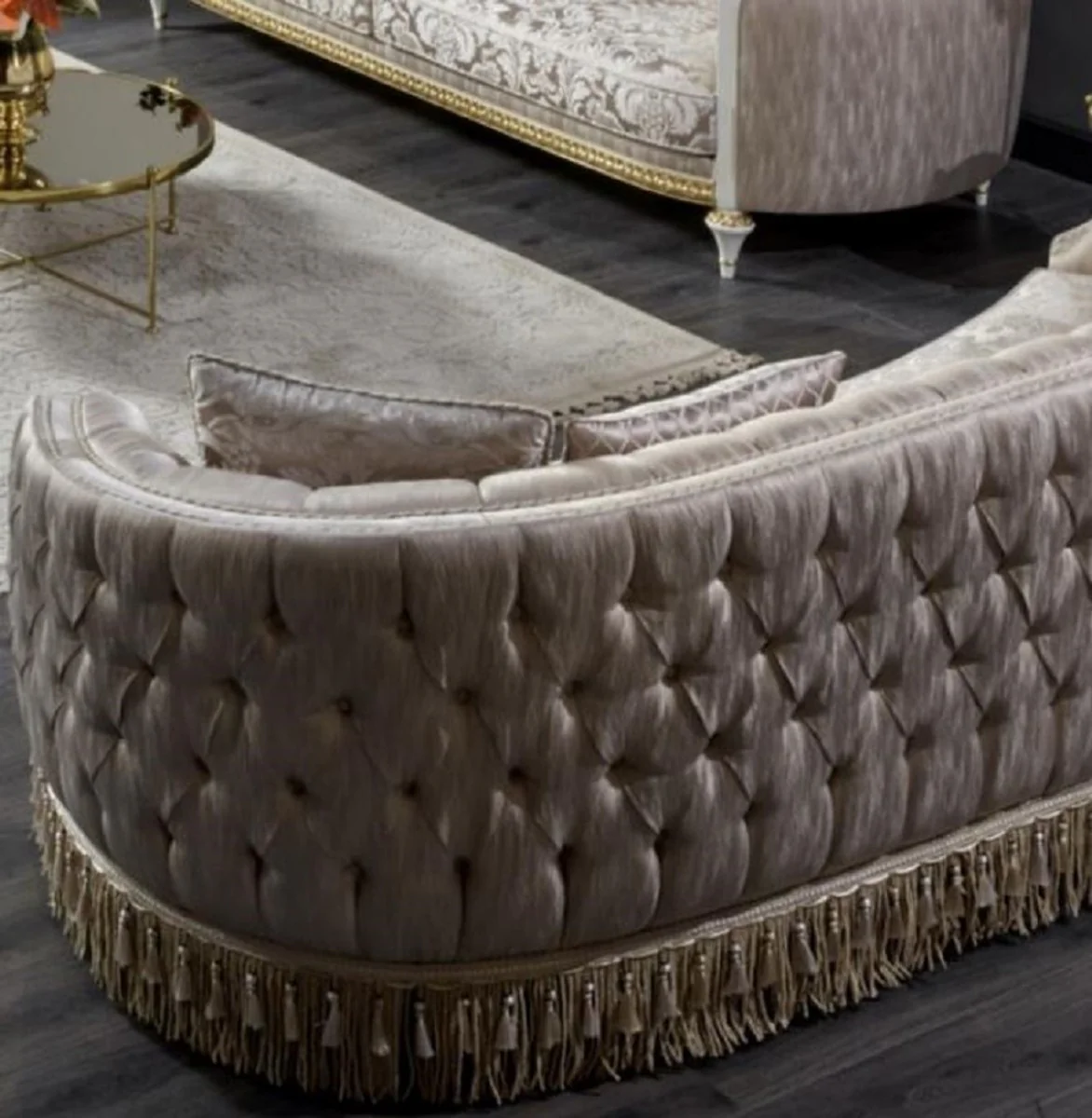 Luxury Baroque Chesterfield Sofa Gold - Magnificent Living Room Sofa - Baroque Style Living Room Furniture - Luxury Furniture in Baroque Style - Baroque Furnishings - Noble & Magnificent