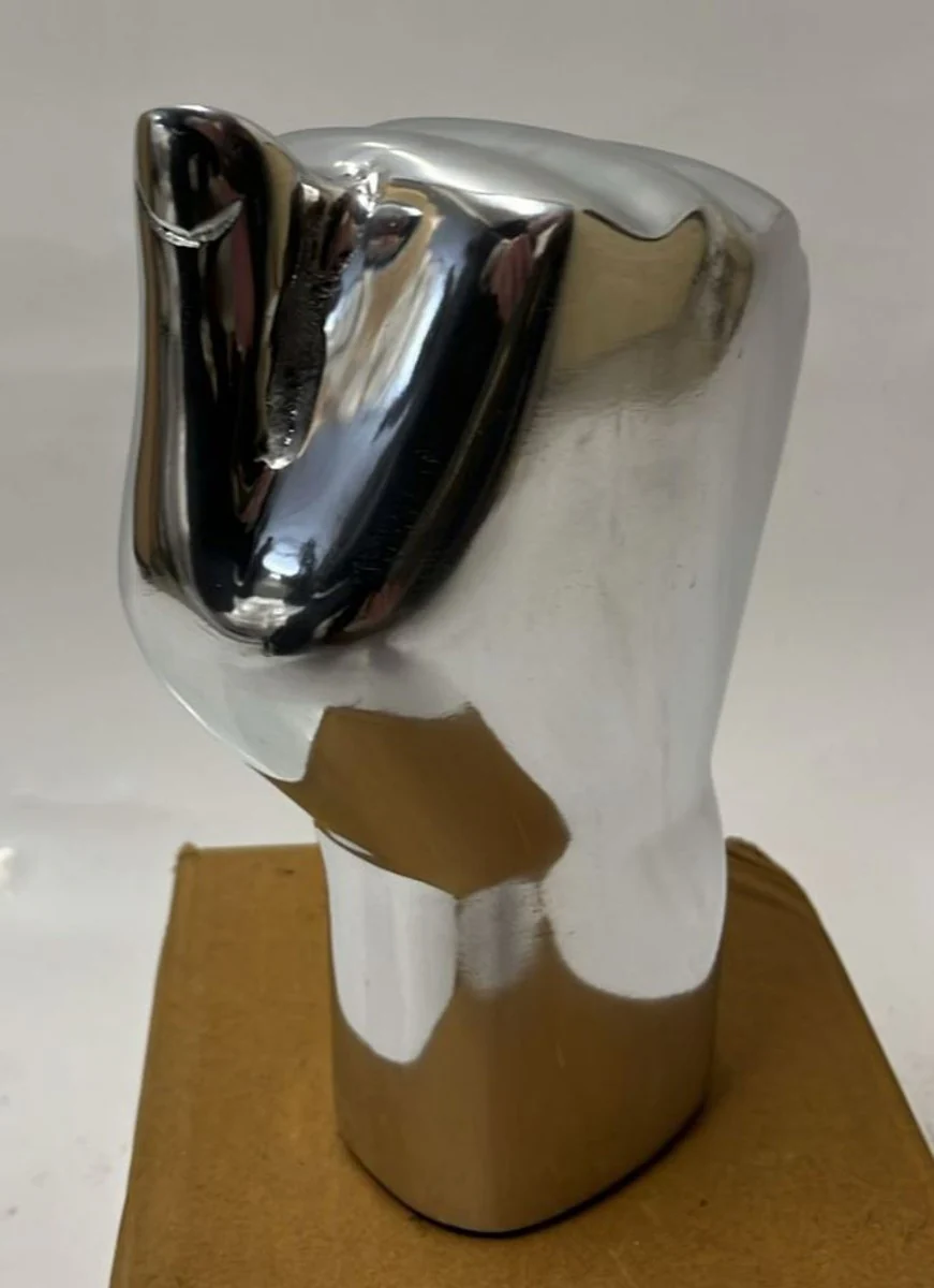 Aluminium Deko Faust Silber H. 17,5 cm - Schreibtisch Deko