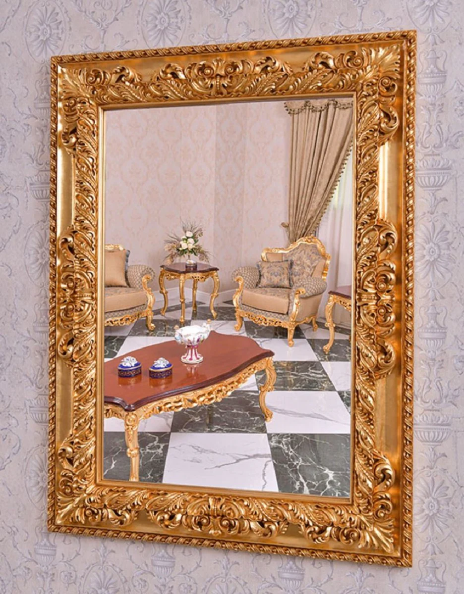 Luxury Baroque Mirror Gold H. 134 cm - Rectangular Baroque Style Wall Mirror - Made in Italy