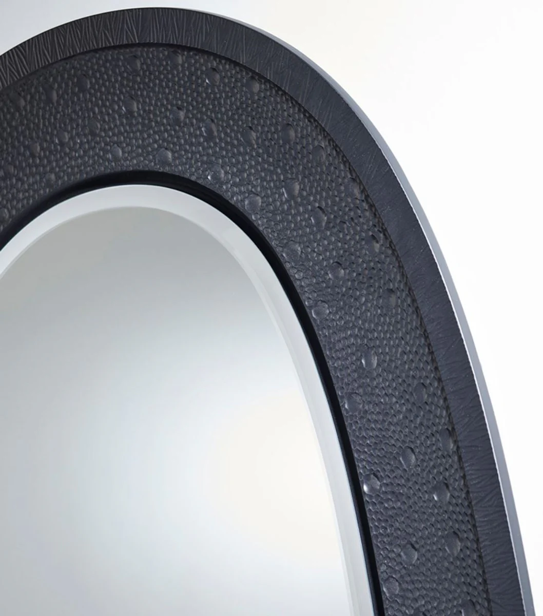 Luxus Spiegel Schwarz 89 x 5 x H. 170 cm - Eleganter Ovaler Wandspiegel - Garderoben Spiegel - Wohnzimmer Spiegel - Luxus Deko Accessoires