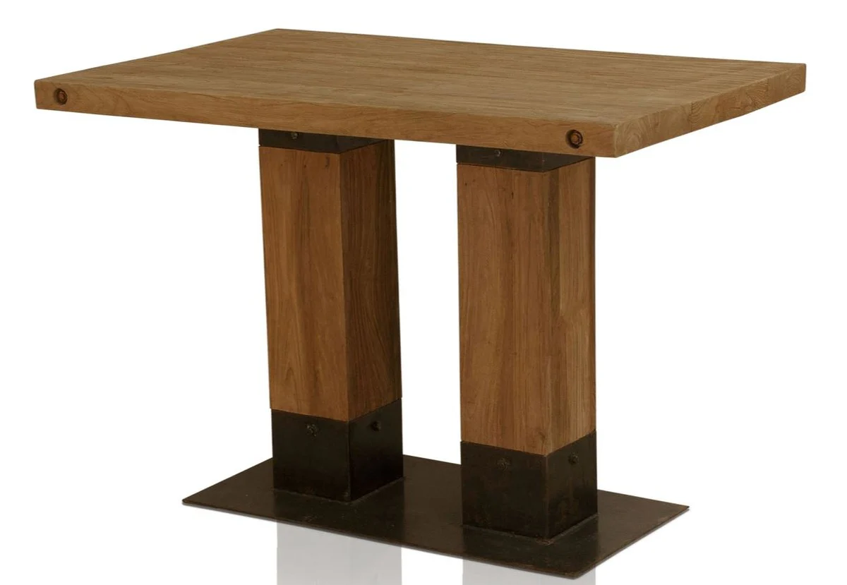 Luxury teak dining table brown / black 110 x 70 x H. 77 cm - Dining room furniture
