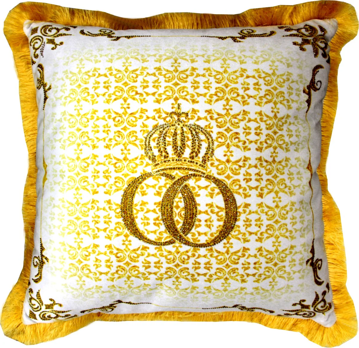 Harald Glööckler luxury decorative cushion Pompöös by Baroque pattern cream / gold with glittering stones - Glööckler cushion