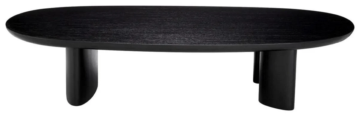 Luxury coffee table black 168.5 x 86.5 x H. 35.5 cm - Oval solid wood living room table - Living room furniture - Luxury furniture - Luxury furnishings