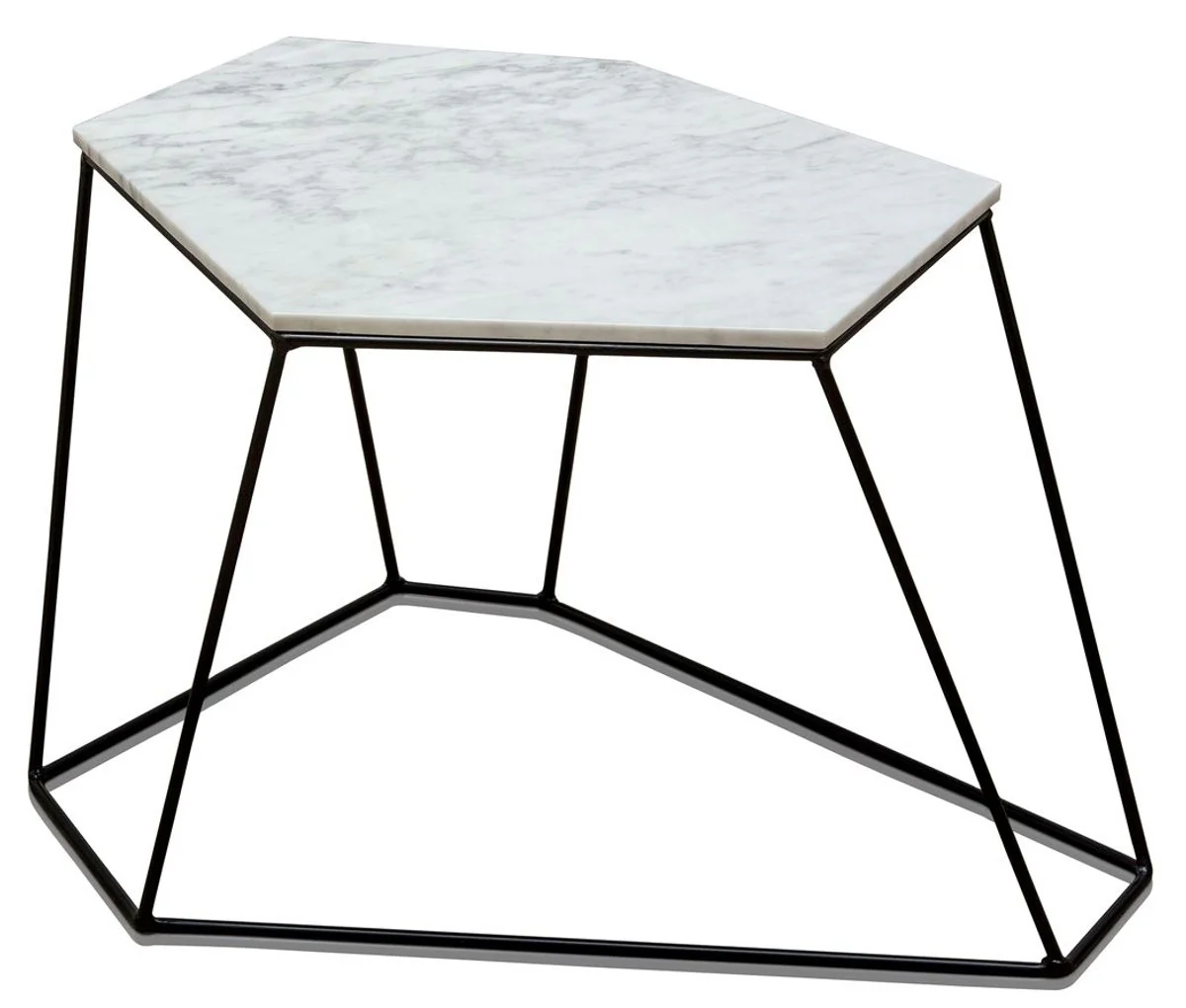 Designer coffee table white with pattern / black 64 x 48 x H. 40 cm - luxury living room table with marble top