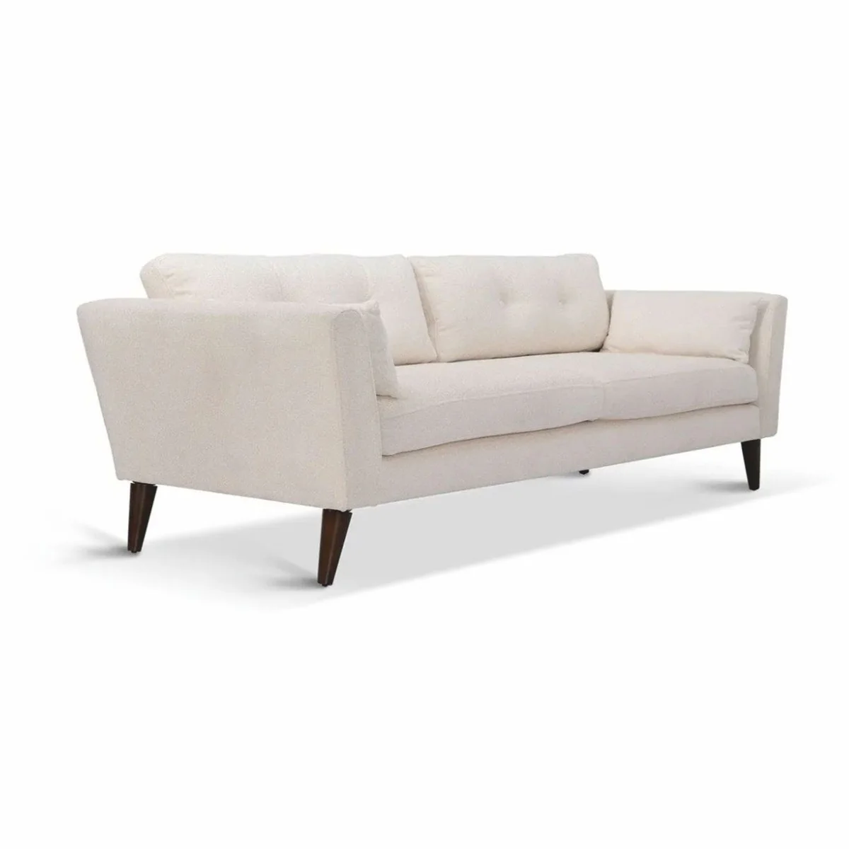 Luxus Wohzimmer Sofa Creme / Dunkelbraun 220 cm - Wohnzimmer Möbel