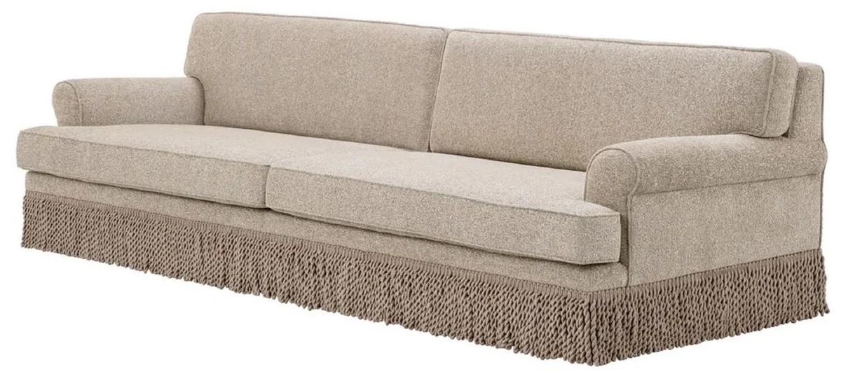 Luxury living room sofa beige 277 x 101 x H. 77 cm