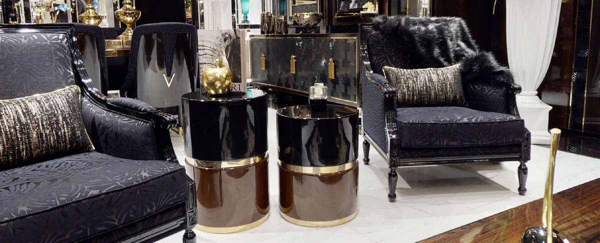 Luxury Baroque Sofa Purple / Black - Magnificent Baroque Style Living Room Sofa - Luxury Living Room Furniture in Baroque Style - Baroque Furniture - Noble & Magnificent