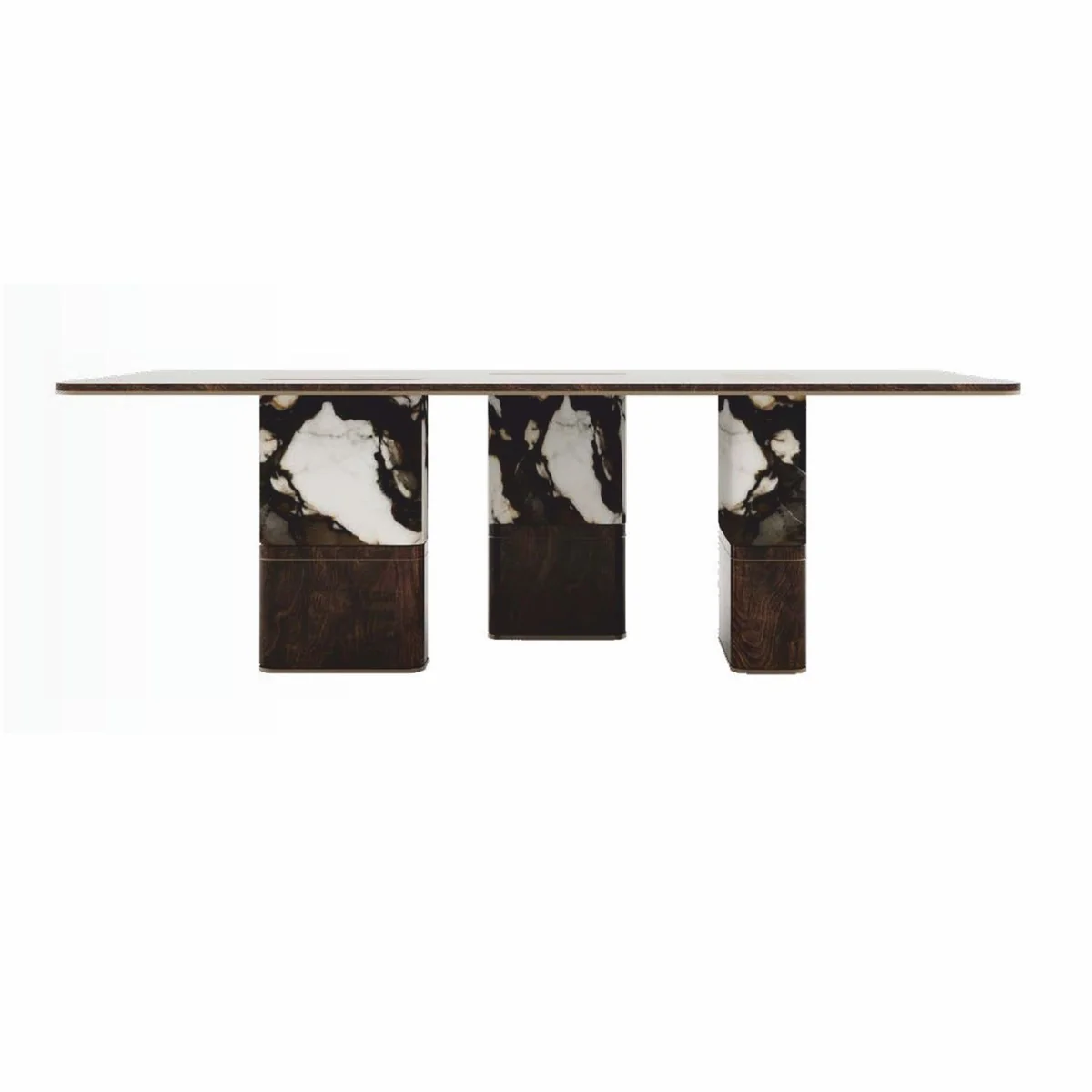 Luxury dining table dark brown / black / white / brass 240 cm - dining room furniture