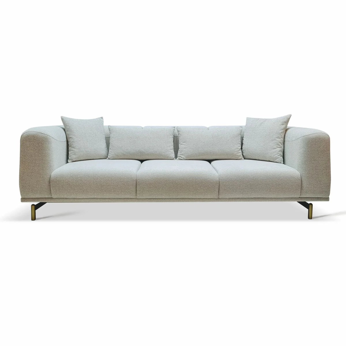 Luxus Sofa Grau / Messing 240 cm - Wohnzimmer & Hotel Interior