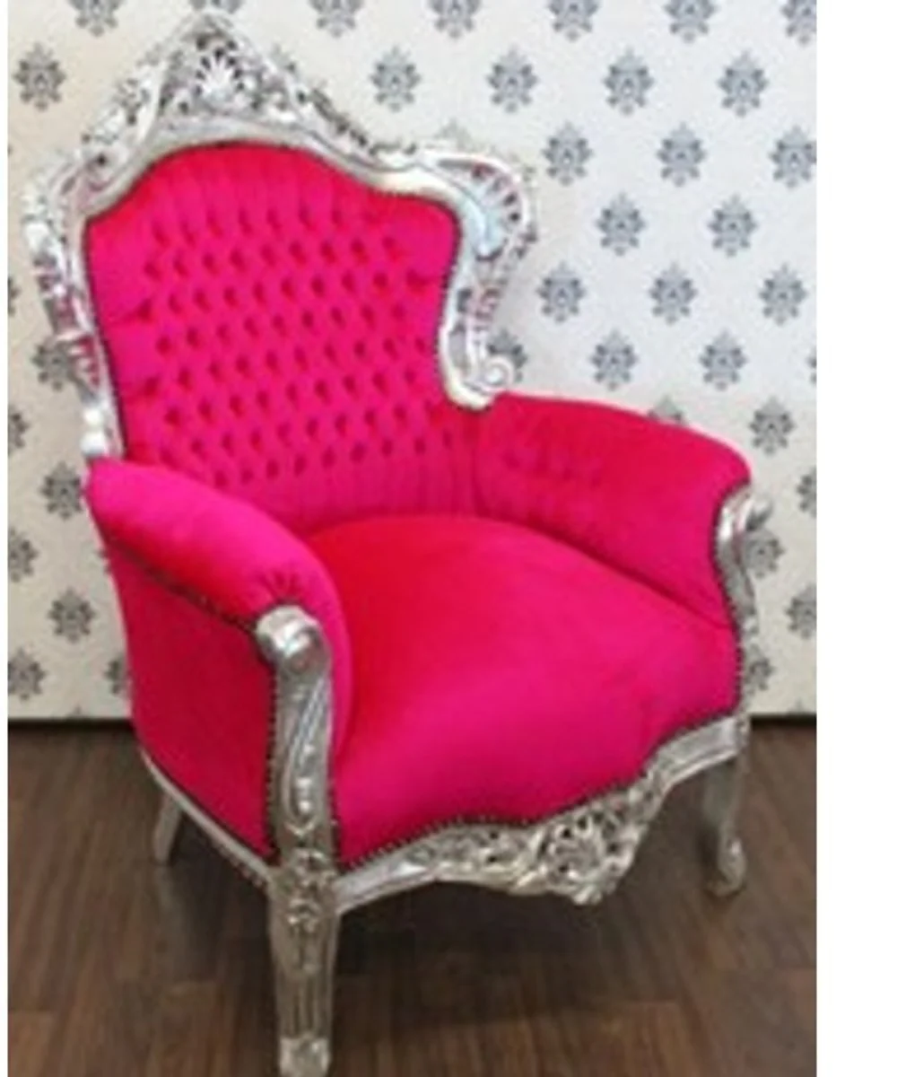 Barock Sessel King Pink/Silber