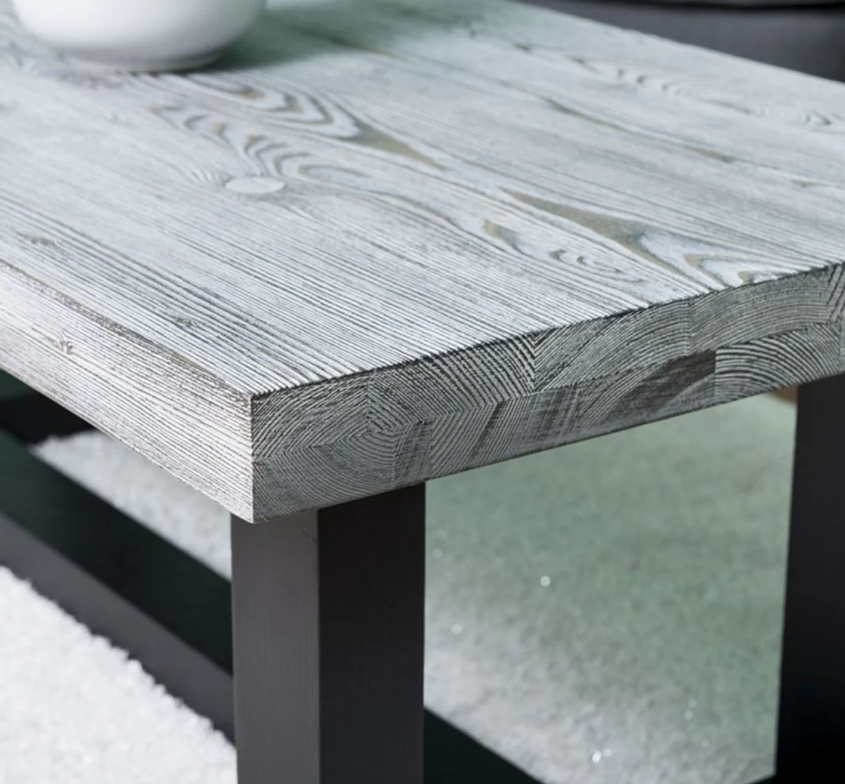 Country house style coffee table gray / black 120 x 60 x H. 45 cm - solid wood living room table - living room furniture in country house style