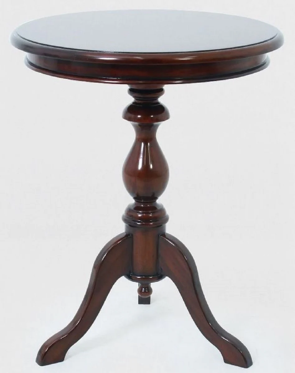Luxury baroque side table dark brown Ø 50 x H. 62 cm - Round mahogany table - Mahogany furniture in the baroque style