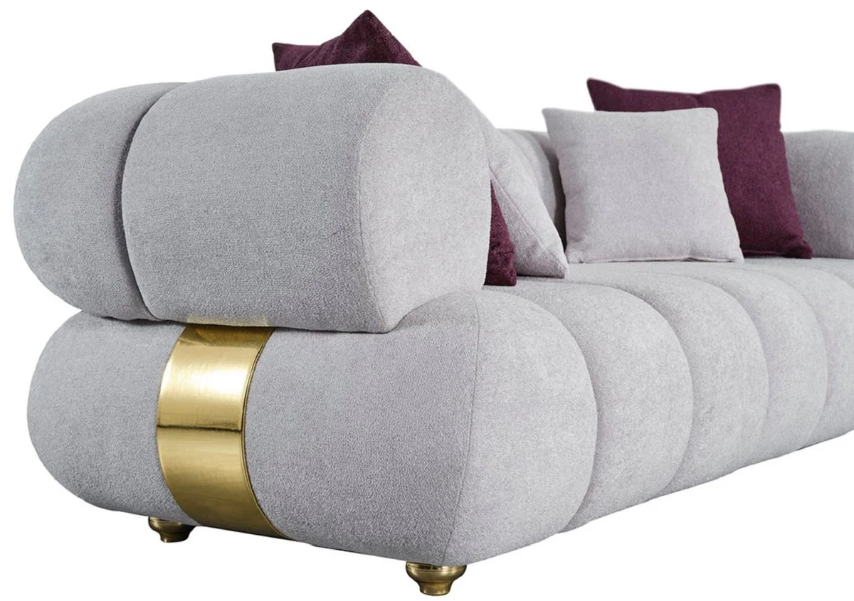 Luxury 3 Seater Sofa Gray / Gold - Modern Living Room Sofa - Modern Living Room Furniture - Luxury Collection