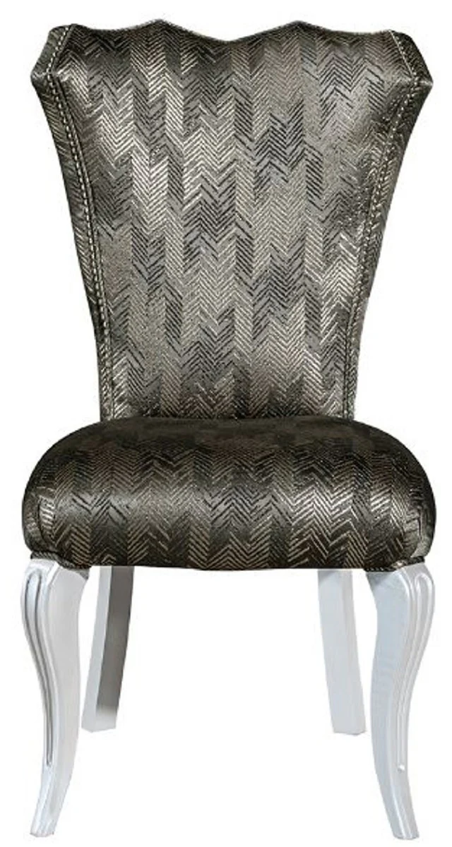 Luxury baroque dining room chair green / gold / white - handmade solid wood kitchen chair with elegant pattern - dining room furniture - baroque furniture