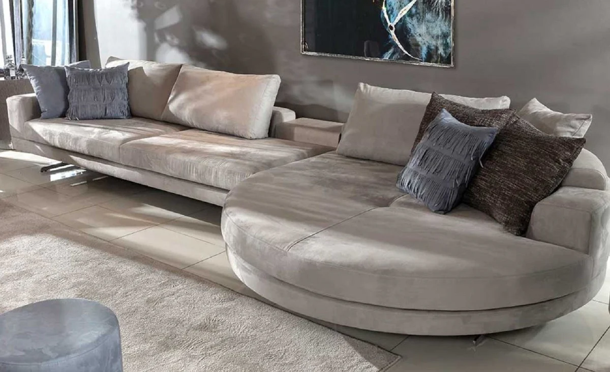 Luxury corner sofa gray / silver 430 x 100 x H. 65 cm - Living room sofa - Living room furniture - Luxury furniture - Luxury living room furnishings
