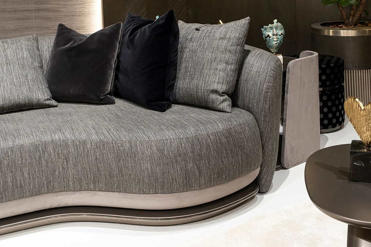 Luxus Sofa Schwarz / Grau / Dunkelbraun / Bronze 300 x 130 x H. 76 cm - Wohnzimmer Sofa - Hotel Sofa - Wohnzimmer Möbel - Hotel Möbel - Luxus Möbel - Luxus Kollektion