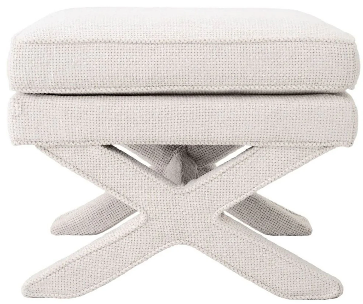 Luxury stool cream white - rectangular stool - cross stool - luxury furniture