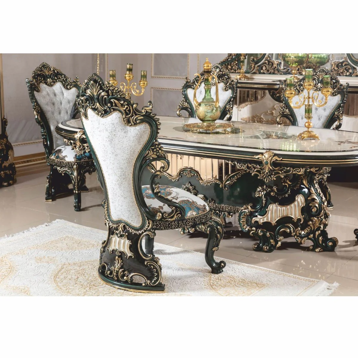 Luxury Baroque Dining Room Chair Set of 6 - Handmade Baroque Style Dining Room Furniture