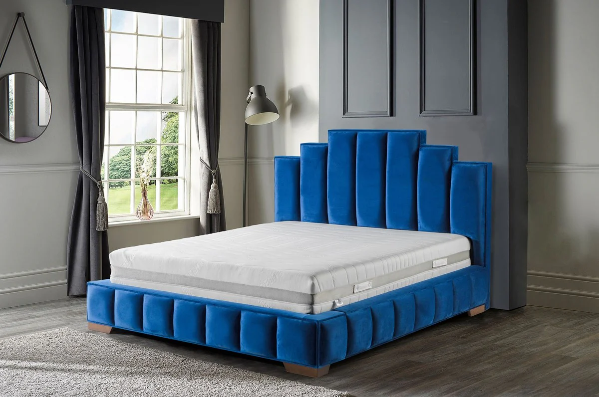 Luxury Double Bed Blue / Brown - Various Sizes - Modern Bed with Mattress - Bedroom Furniture
