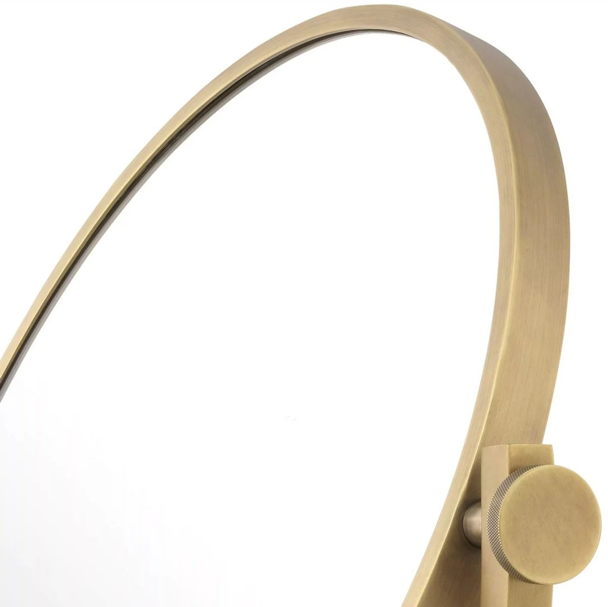 Luxury cosmetic table mirror antique brass / beige 50.5 x 12 x H. 56 cm - Round adjustable bathroom make-up mirror with travertine base - Luxury bathroom accessories