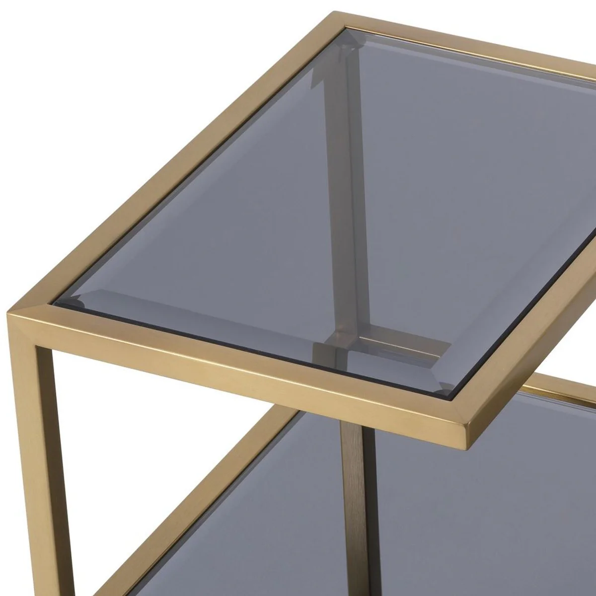 Luxury side table brass / gray 70 x 42 x H. 60 cm - stainless steel table with tinted glass tops - luxury living room furniture