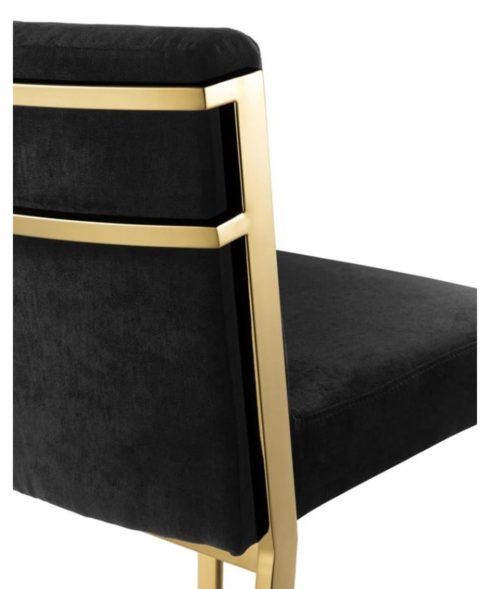 Luxury bar chair black / gold 43 x 54 x H. 91 cm - designer stainless steel bar stool with velvet fabric - bar furniture