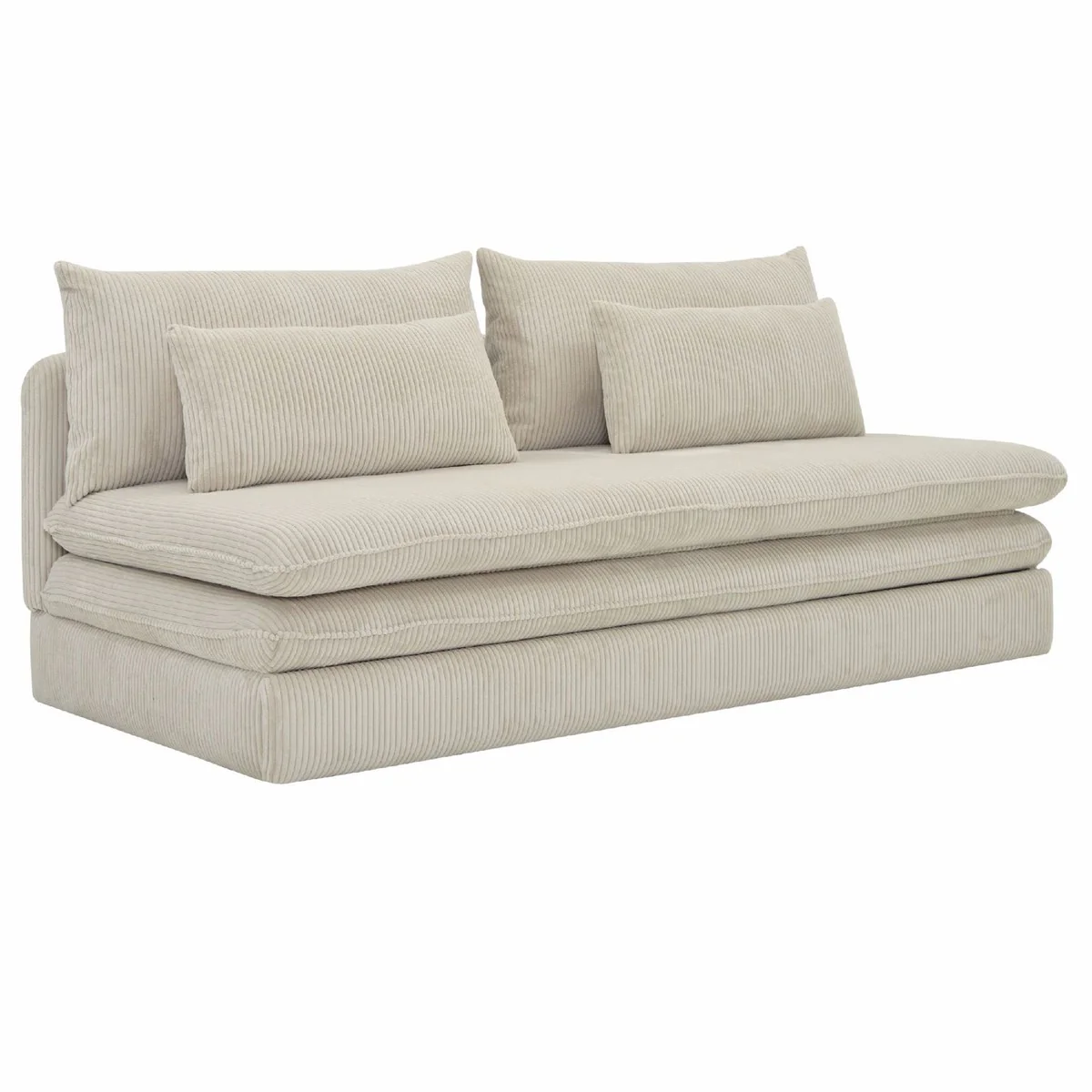 Schlafsofa Hellbeige 190 cm - Ausklappbares Wohnzimmer Sofa