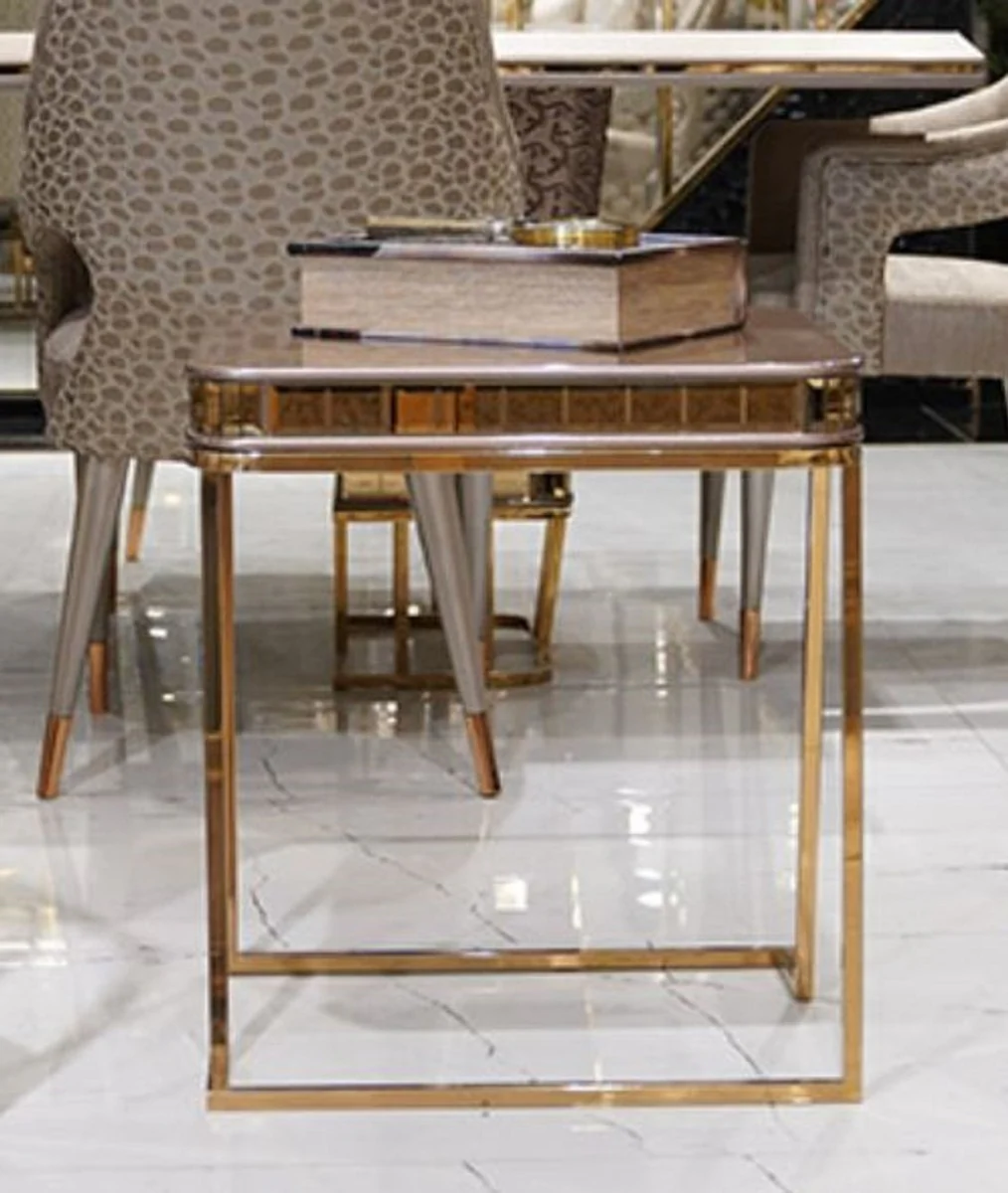 Luxury Side Table Gray / Gold - Square Living Room Side Table - Living Room Furniture - Hotel Furniture - Luxury Furniture