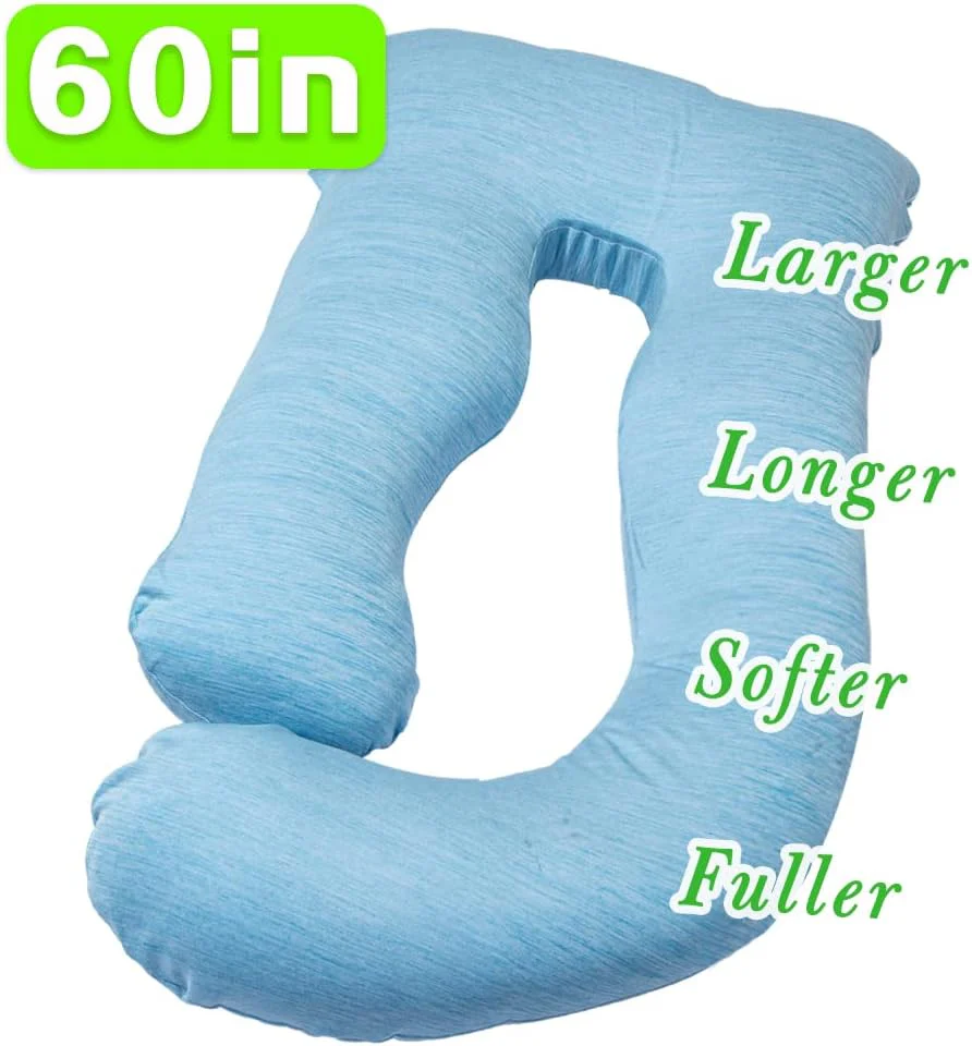 60-Zoll-Schwangerschaftskissen zum Schlafen, extra großes U-förmiges Körperkissen, Mutterschaftskissen für schwangere Frauen mit Samtbezug (Dunkelgrau)