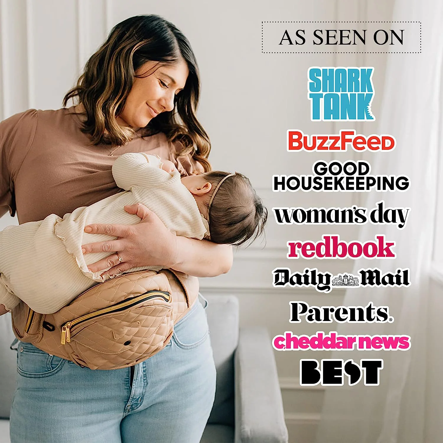 Sicherheitszertifizierte Hüftsitz-Babytrage – Gewinner des Mom’s Choice Award, ergonomische Trage und Verlängerungen für Neugeborene und Kleinkinder (Trage, grau)