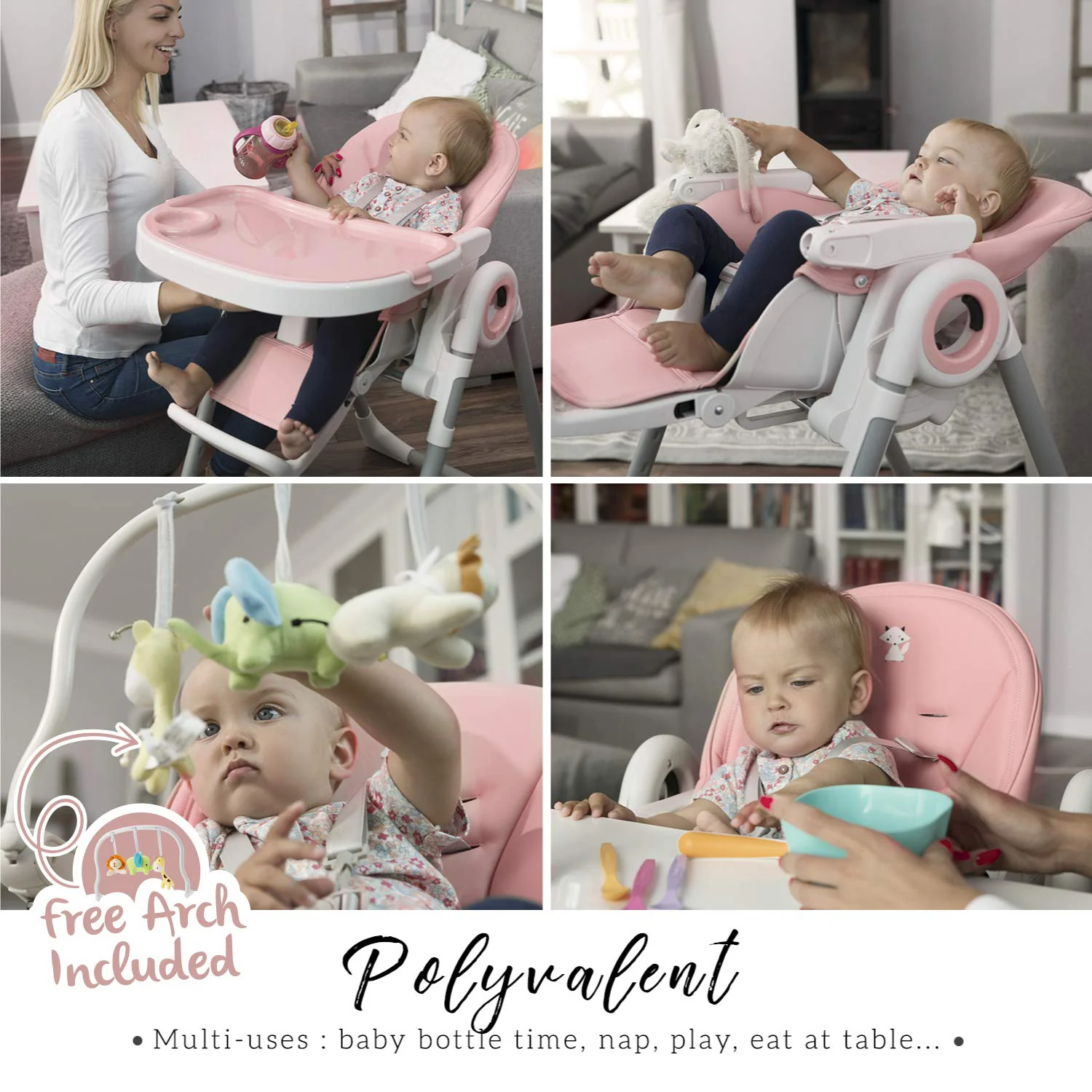 Hochstühle für Babys und Kleinkinder – Dunkelgrauer Silla para Comer de Bebe – Babyhochstuhl in 7 verschiedenen Höhen verstellbar