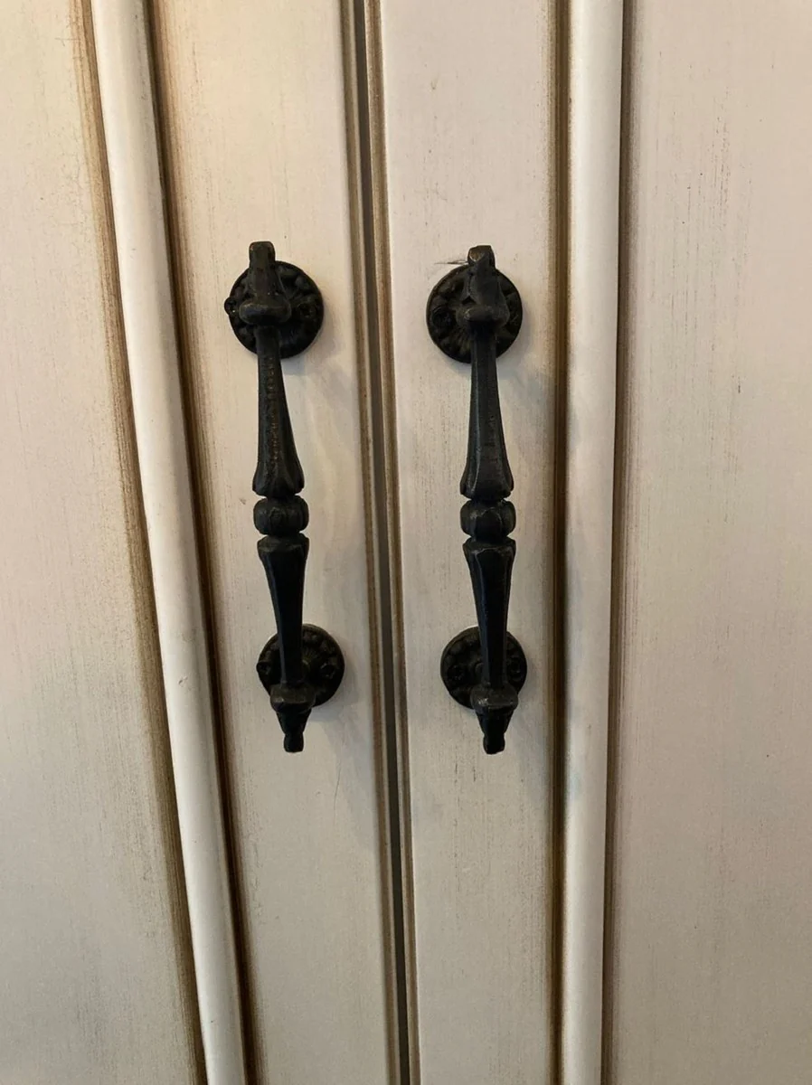 Luxury baroque bedroom cupboard antique white / brown - magnificent solid wood cupboard with 2 doors & drawer - baroque wardrobe - bedroom furniture in baroque style - baroque furniture