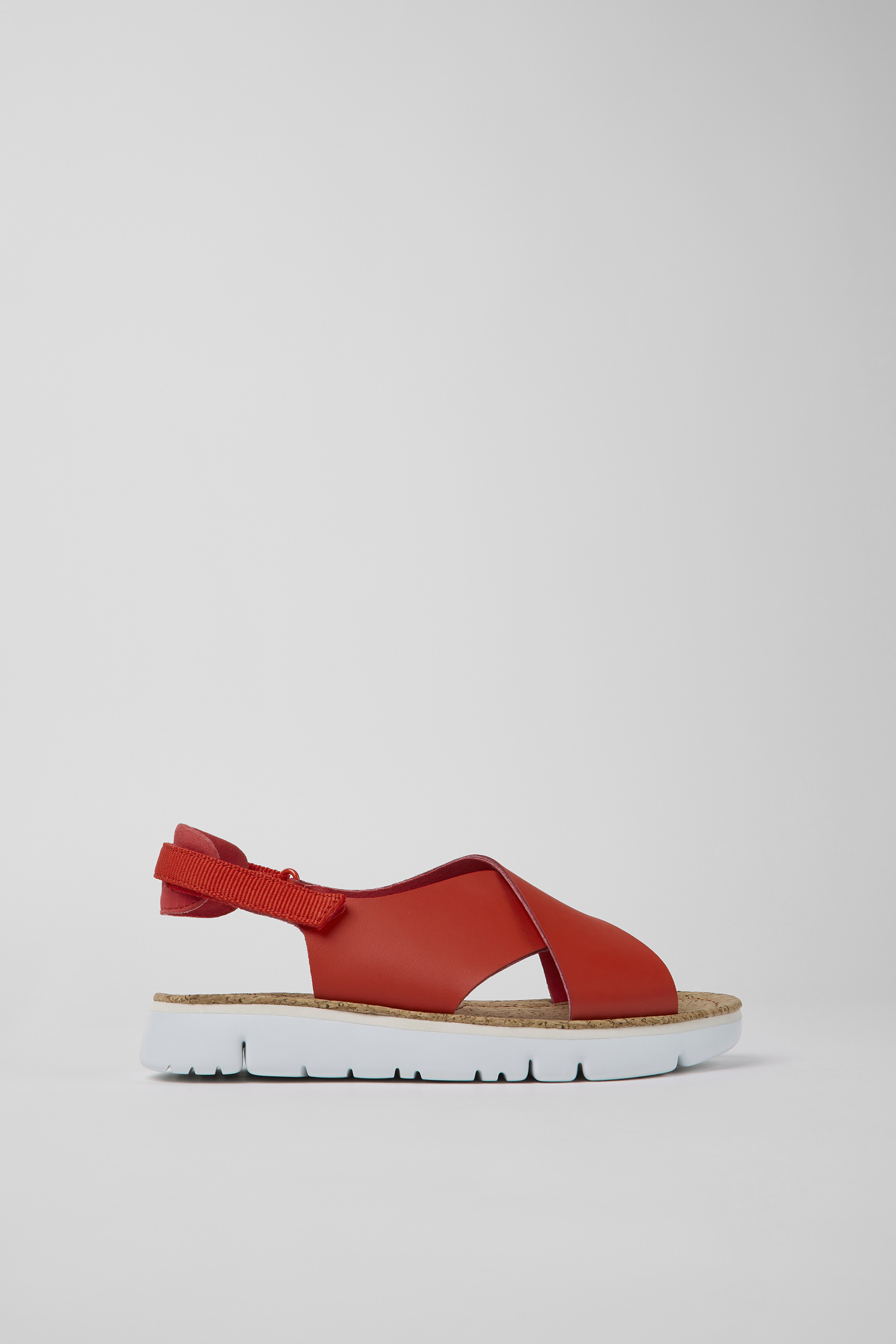 Oruga - Rotes Leder und textile Sandalen für Damen
