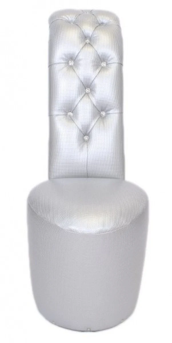 High heel armchair with decorative stones silver luxury design - designer armchair - club furniture - shoe chair armchair