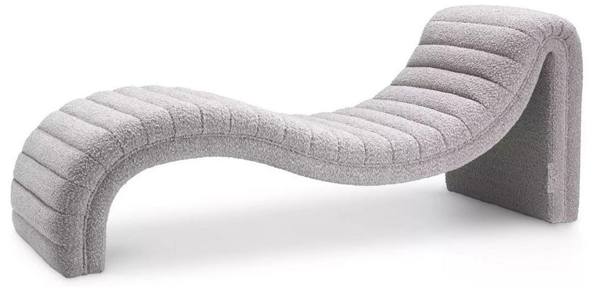 Luxury chaise longue gray 165 x 61.5 x H. 65 cm - living room lounge chair - designer chaise longue - living room furniture - luxury furniture - luxury quality