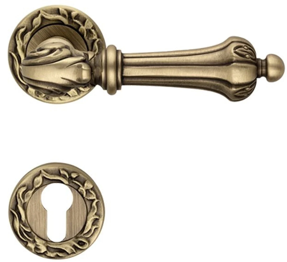 Baroque door handle set 14.2 x H. 5.3 cm - Various colors - 2 magnificent brass door handles with round rosettes - Luxury quality - Made in Italy
