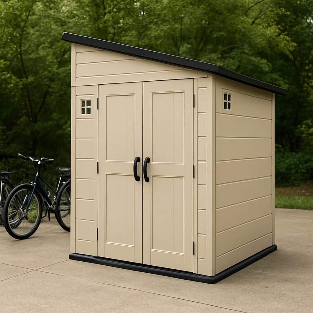 Gartenhaus in Beige und Schwarz, Verbundmaterial, für den Außenbereich, 185 × 155 × 200 cm GtUlXGL212dN