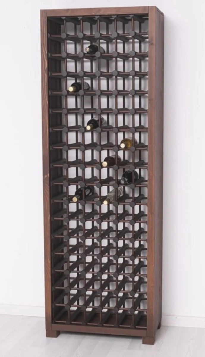 Country house style solid wood wine cabinet brown / black 68 x 35 x H. 200 cm - Solid wood wine rack in country house style - Solid wood bar furniture - Country house style bar furniture