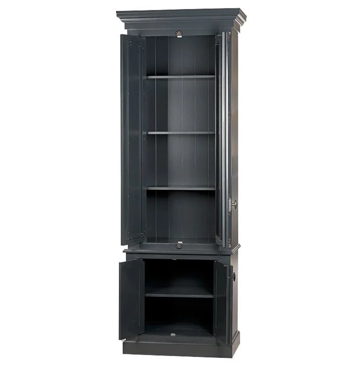 Solid wood cupboard gray with generous storage space 48 x 88 x 245cm with 4 doors
