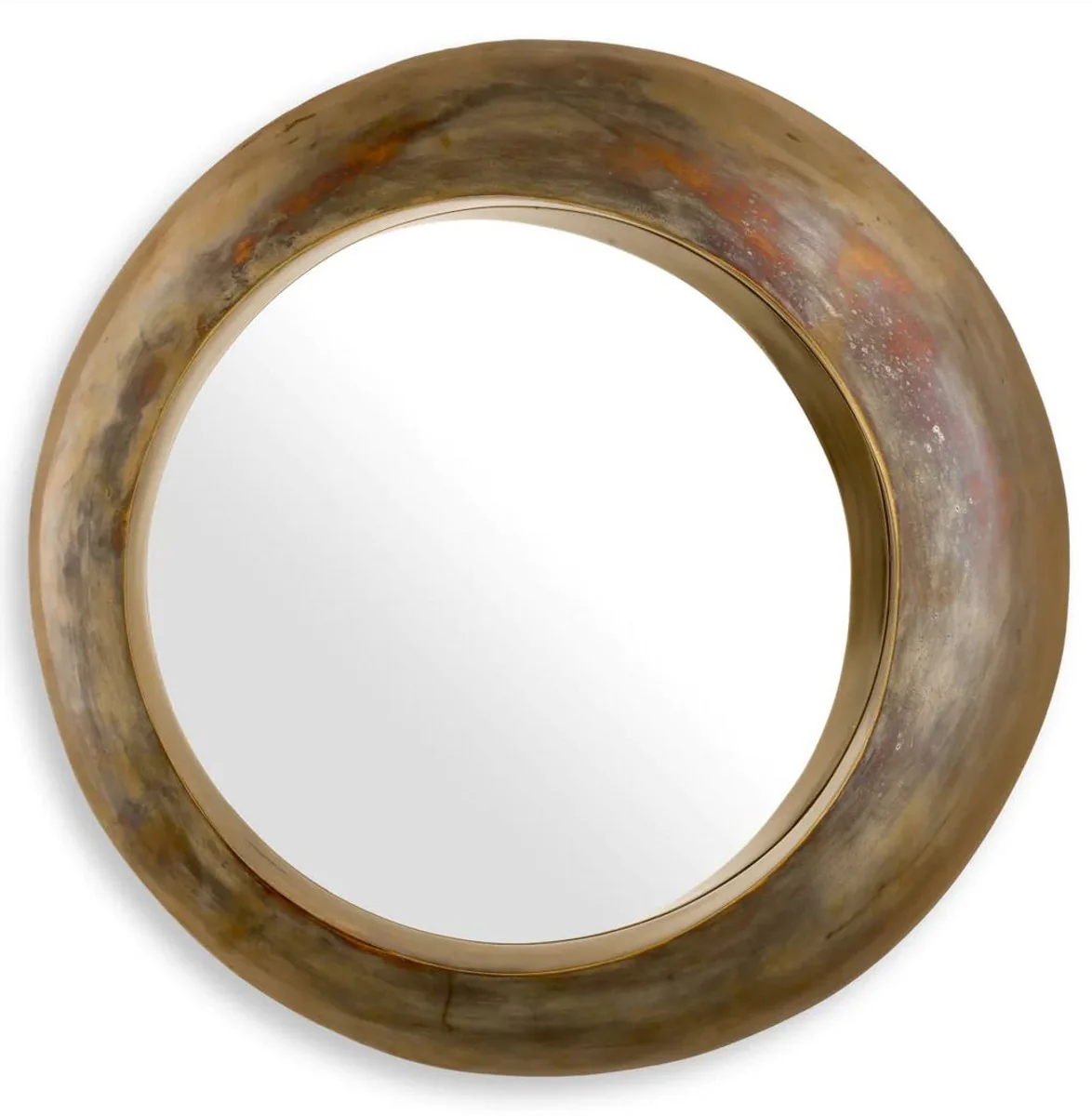 Luxury aluminum wall mirror vintage brass Ø 50 cm - round living room mirror - bedroom mirror - cloakroom mirror - luxury furniture - luxury furnishings